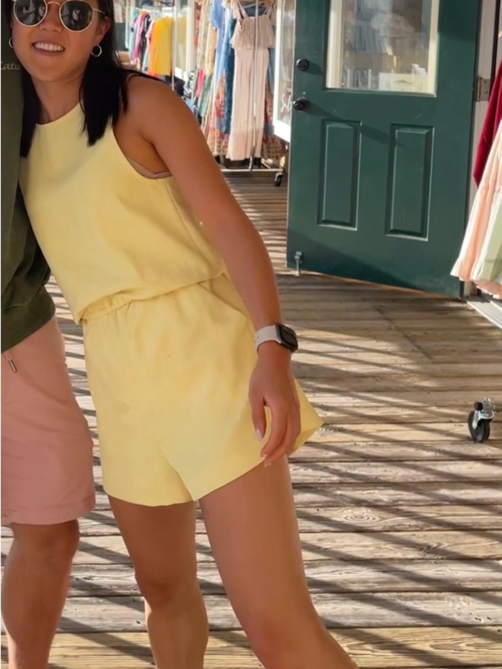 Aritzia Sleeveless Yellow Romper